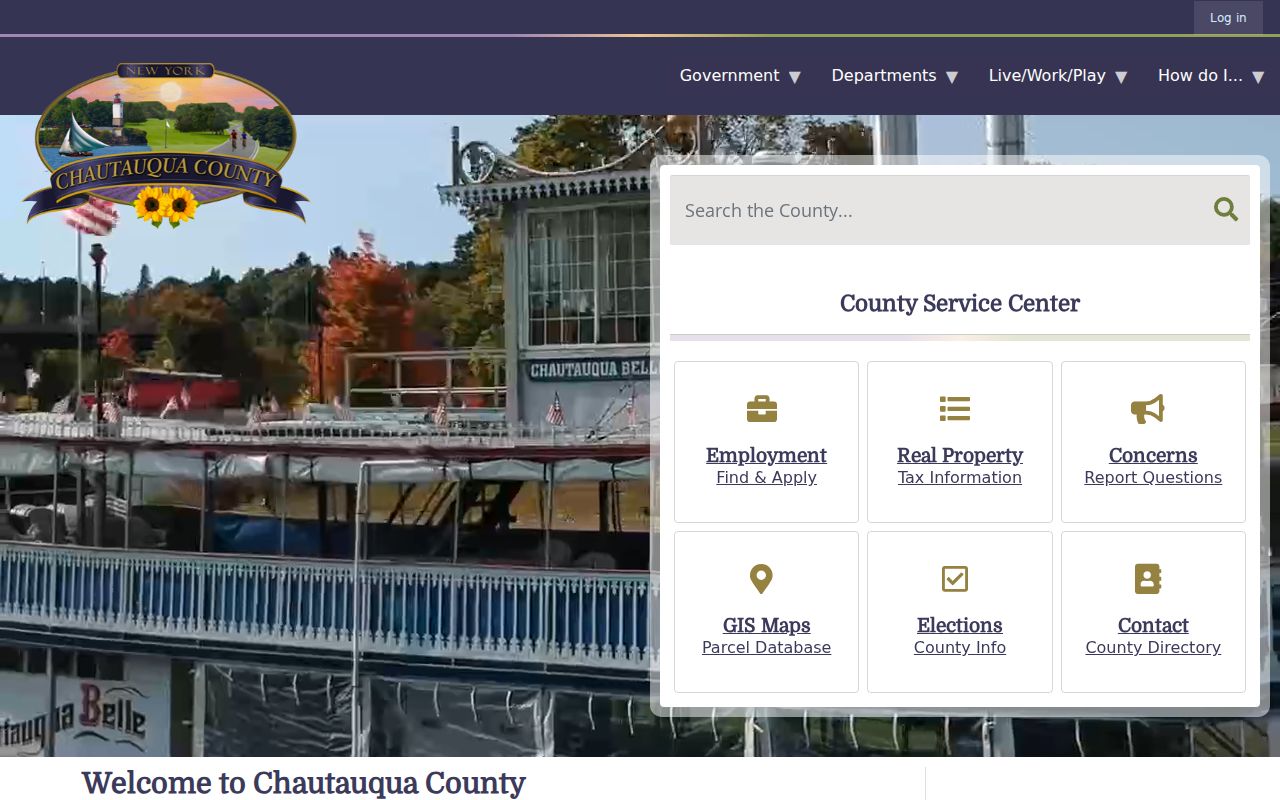 Chautauqua County government website used to find local record offices