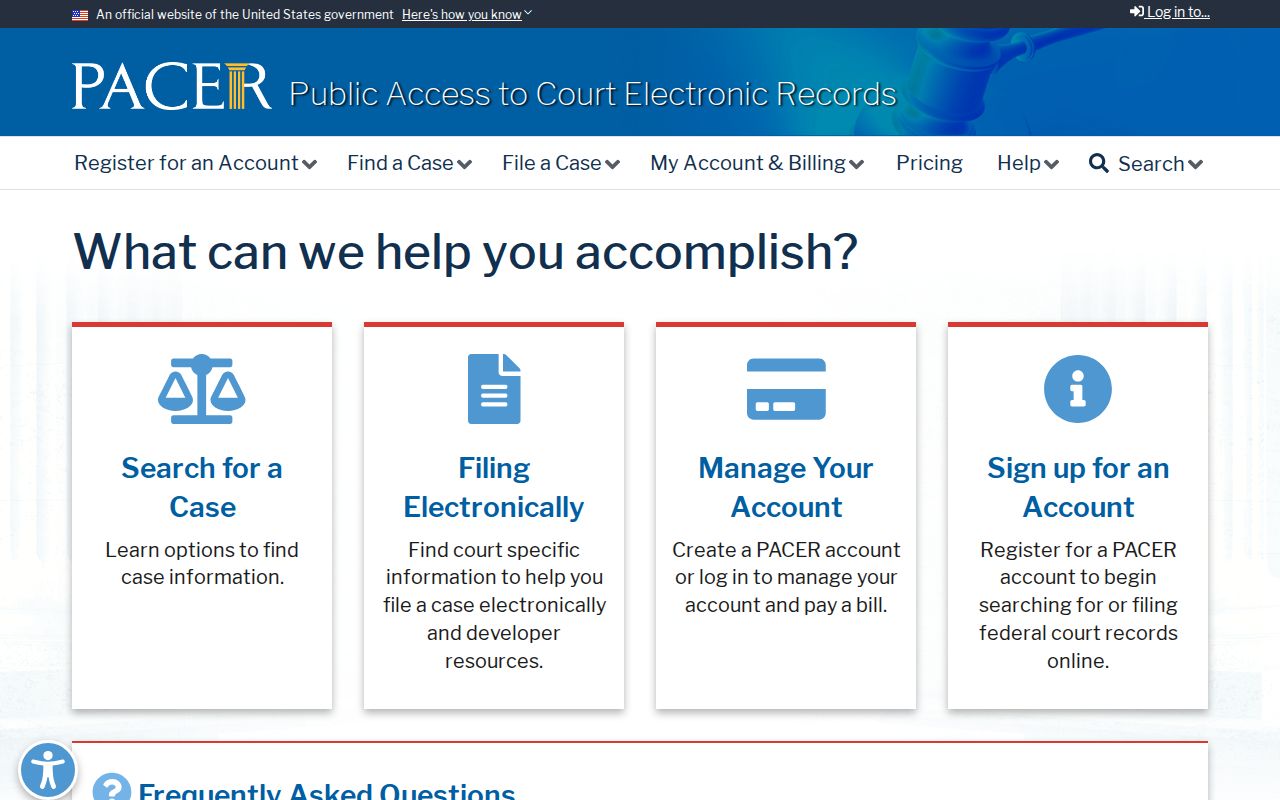 PACER federal court records search gateway