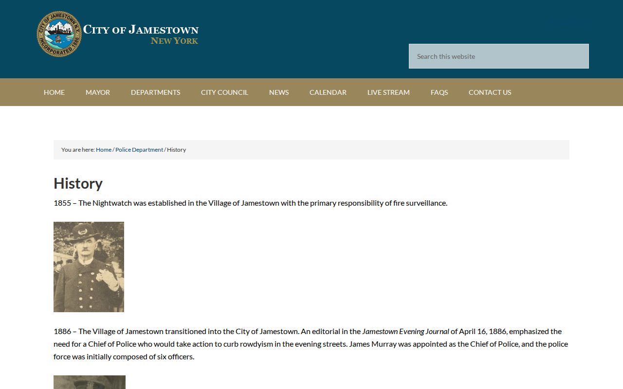 Jamestown criminal records and Police Department history